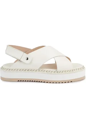 AGL ATTILIO GIUSTI LEOMBRUNI Schoenen, Dames, Wit, 40 EU, Leer, Witte Leren Platte Sandalen