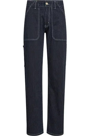 Sofie Schnoor Broeken, Dames, Zwart, L, Katoen, Utility-geïnspireerde Gestreepte Jeans