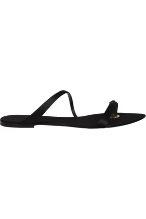 Saint Laurent Schoenen, Dames, Zwart, 36 EU, Satijn, Luxe Satin Almond Toe Slides