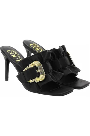 VERSACE Schoenen, Dames, Zwart, 37 EU, Stijlvolle Sandalen voor Modeliefhebbers