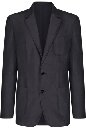 Dolce & Gabbana Jassen, Heren, Blauw, L, Denim, Blauwe Denim Blazer Jas Slim Fit