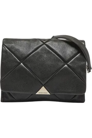 Emporio Armani Pre-owned, Dames, Zwart, ONE Size, Pre-owned Fabric shoulder-bags