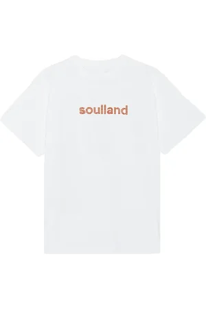 Soulland Tops, unisex, Wit, M/L, Katoen, Rhinestone Logo T-shirt