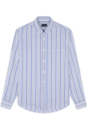 Paul & Shark Overhemden, Heren, Veelkleurig, 3Xl, Katoen, Gestreept katoenen overhemd lange mouw