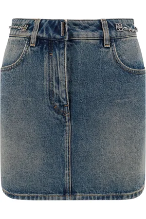 Givenchy Rokken, Dames, Blauw, S, Denim, Denim Rok met 4G-ketting