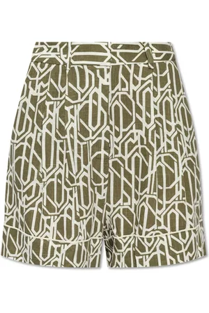 Diane von Furstenberg Korte broeken, Dames, Groen, S, Linnen, Gestreepte shorts door