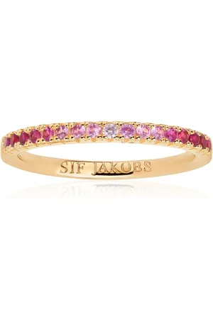 Sif Jakobs Accessoires, Dames, Geel, 52 MM, Vergulde Ring met Roze Zirkonia
