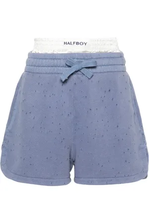 Halfboy Korte broeken, Dames, Blauw, S, Katoen, Blauw Indigo Boxershorts met Laserbehandeling