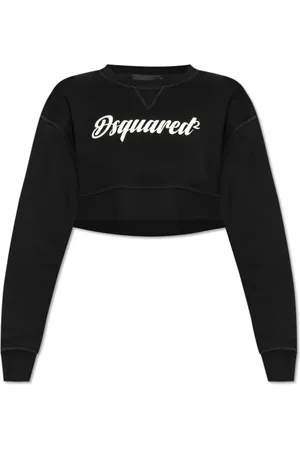 Dsquared2 Sweatshirts & Hoodies, Dames, Zwart, L, Katoen, Korte Sweatshirt