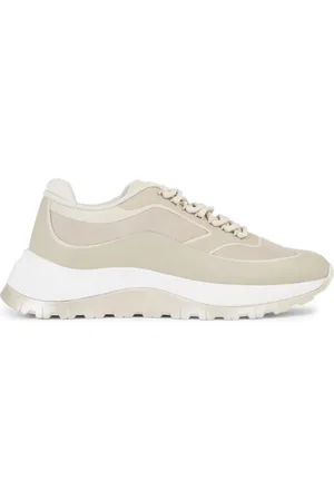 Calvin Klein Schoenen, Dames, , 38 EU, Lace-Up Sneakers Grijs Logo Textiel