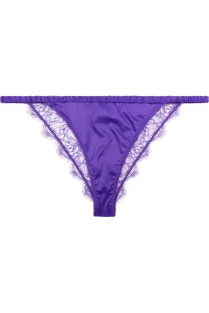 LOVE Stories Badkleding, Dames, Paars, S, Satijn, Paarse Slip in Violet Satijn