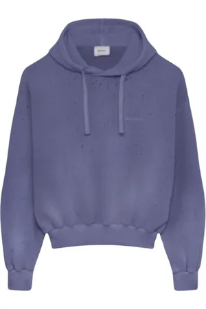 Halfboy Sweatshirts & Hoodies, Heren, Paars, L, Katoen, Indigo Blauw Fleece Hoodie Pullover