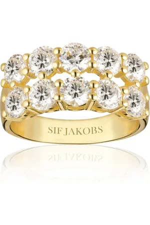 Sif Jakobs Accessoires, Dames, Geel, 52 MM, Belluno Due Vergulde Ring met Zirkonia