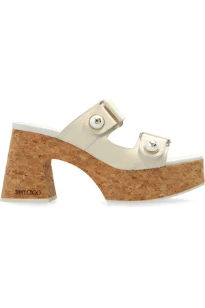 Jimmy Choo Schoenen, Dames, , 40 EU, Leer, Platform Slides Fayence