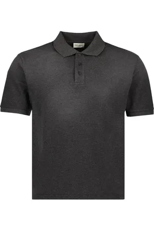 Saint Laurent Tops, Heren, Grijs, L, Katoen, Cassandre Polo Shirt