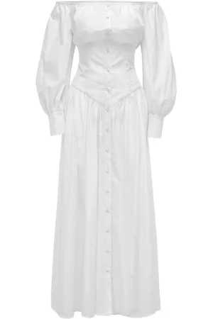 MVP Wardrobe Kleedjes, Dames, Wit, XS, Katoen, Port Grimaud Lange Jurk