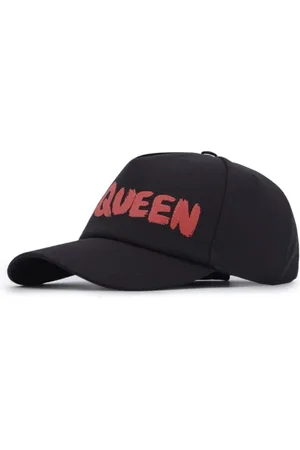 Alexander McQueen Accessoires, unisex, Zwart, L, Graffiti Cap in Zwart