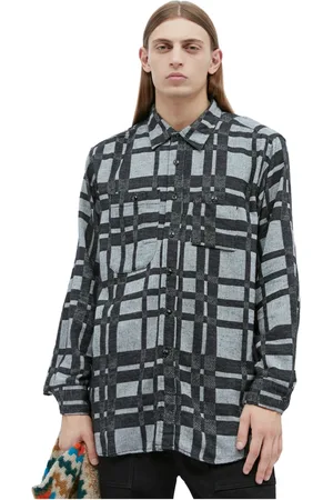ENGINEERED GARMENTS Overhemden, Heren, Grijs, S, Katoen, Geruite Katoenblend Werkoverhemd