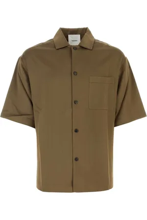 Nanushka Overhemden, Heren, Groen, L, Satijn, Satijnen Khaki Shirt