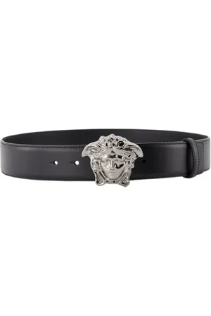 VERSACE Accessoires, Heren, Zwart, 85 CM, Medusa Leren Riem