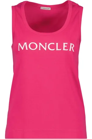 Moncler Tops, Dames, Roze, S, Katoen, Logo Tanktop
