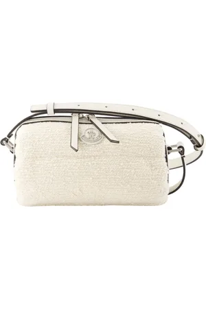 Moncler Tassen, Dames, Wit, ONE Size, Nylon, Bouclé Schoudertas met Lederen Details