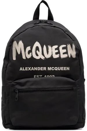 Alexander McQueen Tassen, Heren, Zwart, ONE Size, Nylon, Graffiti Rugzak Zwart Canvas