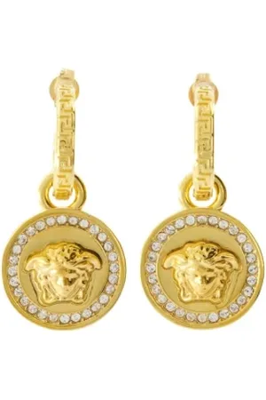 VERSACE Accessoires, Dames, Geel, ONE Size, Medusa Oorbellen Klassieke Sluiting