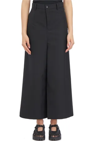 JUNYA WATANABE Broeken, Dames, Zwart, S, Wol, Asymmetrische wollen broek