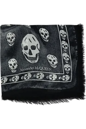 Alexander McQueen Accessoires, Heren, Zwart, ONE Size, Zwart Skull Print Sjaal