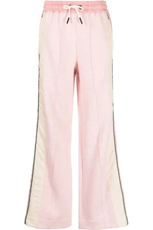 Moncler Broeken, Dames, Roze, M, Katoen, Roze Gestreepte Katoenen Broek