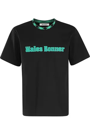 WALES BONNER Tops, Heren, Zwart, M, Katoen, T-Shirts