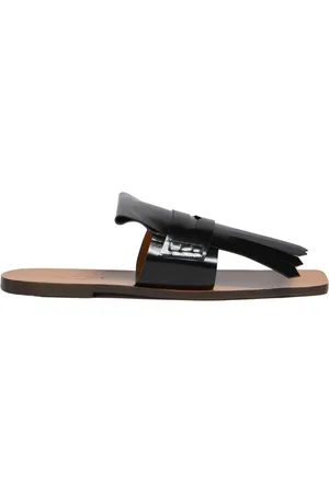 Marni Schoenen, Dames, Zwart, 38 1/2 EU, Leer, Leren Bambi Sandaal