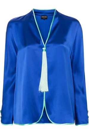 Giorgio Armani Blouses & Shirts, Dames, Blauw, M, Elegante Overhemden Collectie