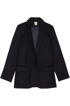 Inès de la Fressange Jassen, Dames, Blauw, M, Wol, Donkerblauwe Bruna jas