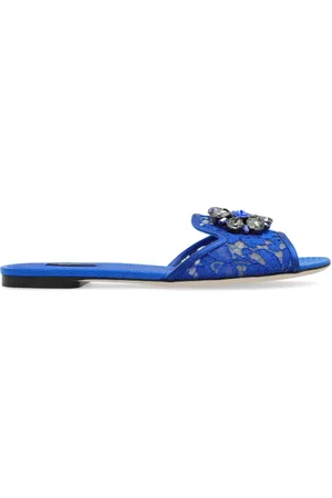 Dolce & Gabbana Schoenen, Dames, Blauw, 38 1/2 EU, Leer, Bianca Slides
