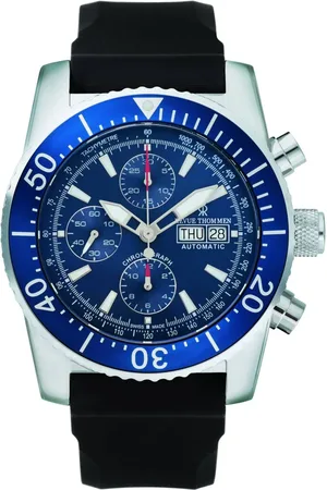 Revue Thommen Accessoires, Heren, Blauw, ONE Size, Duiker Dag & Datum Siliconen Horloge