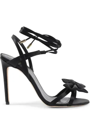 DEE OCLEPPO Schoenen, Dames, Zwart, 41 EU, Satijn, Romantische Satijnen Strik Sandaal