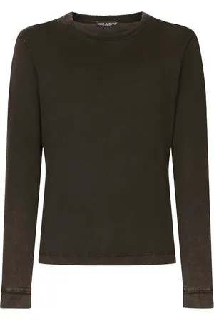 Dolce & Gabbana Sweatshirts & Hoodies, Heren, Grijs, M, Katoen, Zwarte Crewneck Sweatshirt met Lange Mouwen