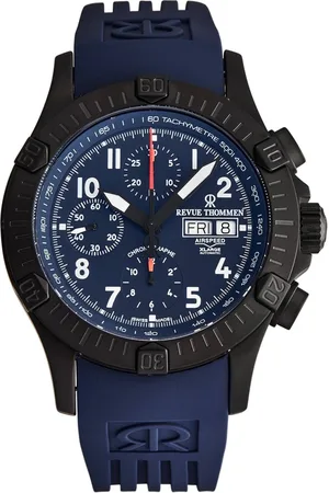 Revue Thommen Accessoires, Heren, Zwart, ONE Size, Pioneer Chrono Automatisch Horloge Blauw