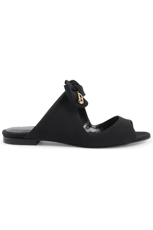 DEE OCLEPPO Schoenen, Dames, Zwart, 39 1/2 EU, Platte Sandaal met Strik Detail