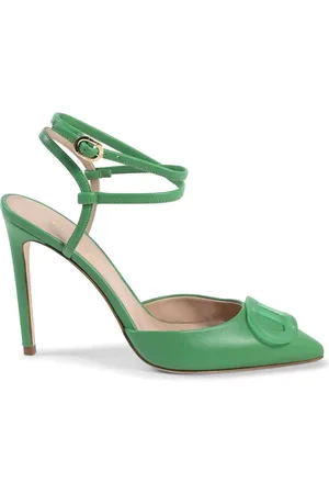 DEE OCLEPPO Schoenen, Dames, Groen, 39 1/2 EU, Leer, Zwarte Leren Stiletto Pump