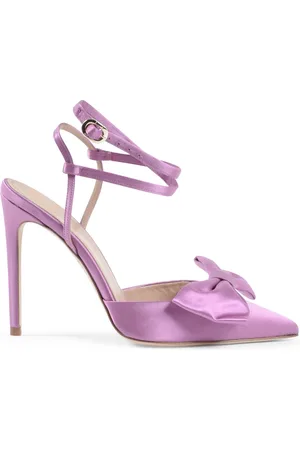 DEE OCLEPPO Schoenen, Dames, Paars, 37 EU, Satijn, Paarse Satijnen Stiletto Pump