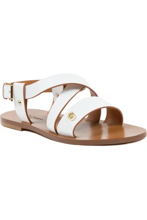 DEE OCLEPPO Schoenen, Dames, Wit, 37 EU, Leer, Gesp Sandalen voor Zonnige Avonturen