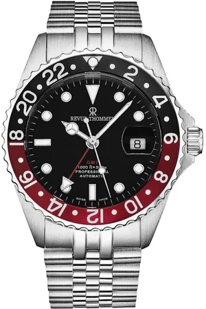 Revue Thommen Accessoires, Heren, Grijs, ONE Size, Duiker Roestvrij Stalen Horloge Zwarte Wijzerplaat