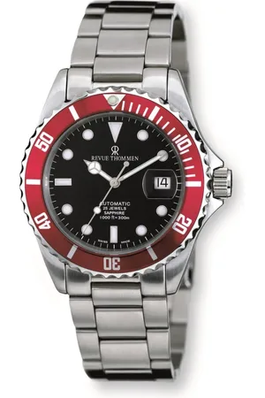 Revue Thommen Accessoires, Heren, Grijs, ONE Size, Duiker Automatisch Horloge Zwarte Lunette