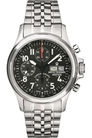 Revue Thommen Accessoires, Heren, Grijs, ONE Size, Automatische Airspeed Heritage Chronograaf Roestvrij Stalen Horloge