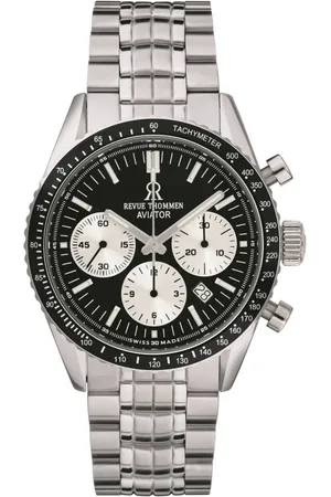 Revue Thommen Accessoires, Heren, Grijs, ONE Size, Automatische Aviator Chronograaf Roestvrijstalen Horloge
