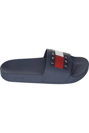 Tommy Hilfiger Schoenen, Heren, Blauw, 43 EU, Donkerblauwe Casual Pool Slide Flip Flops