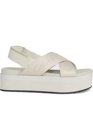 Calvin Klein Schoenen, Dames, , 40 EU, Polyester, Platte Sandaal Sling